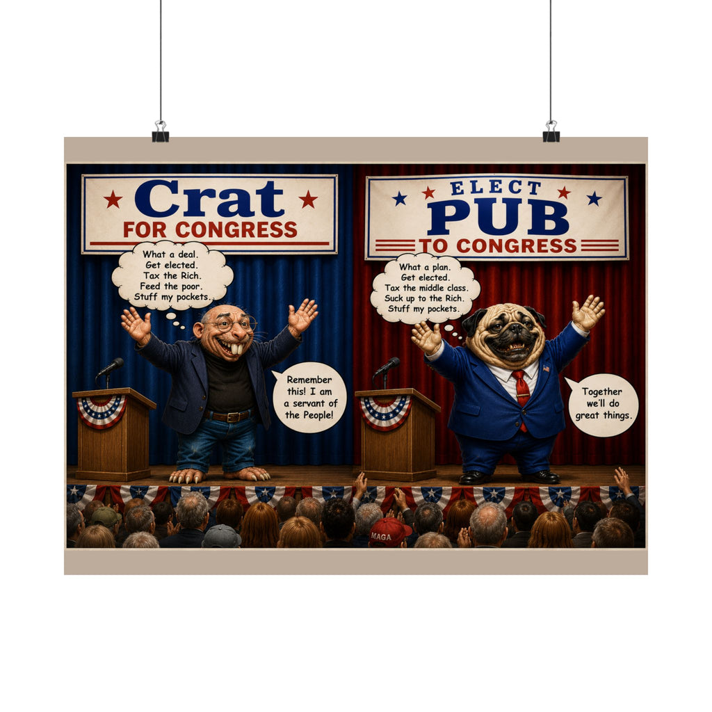 Satirical Political Poster Print — "Crat for Congress / Elect Pub" Satin Poster